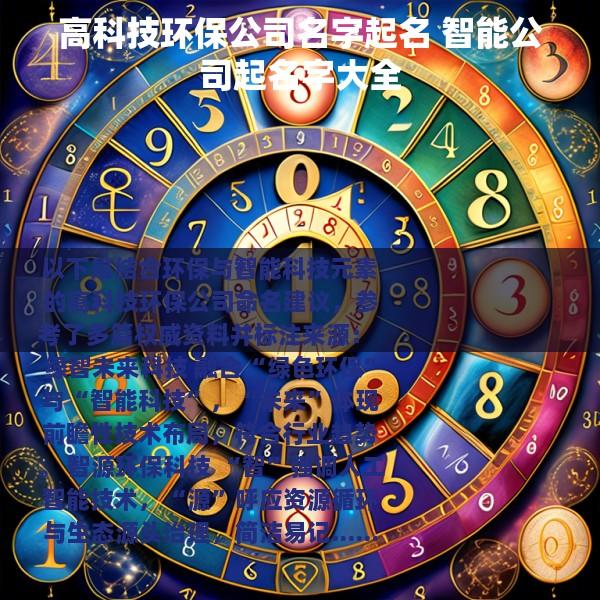 高科技环保公司名字起名 智能公司起名字大全