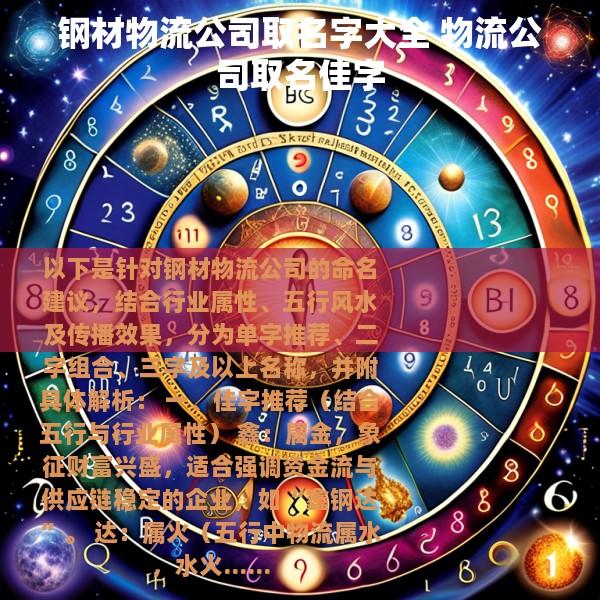 钢材物流公司取名字大全 物流公司取名佳字